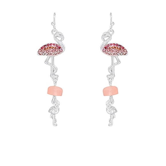 Linear Pave Flamingo Earrings - Picture 1 of 1